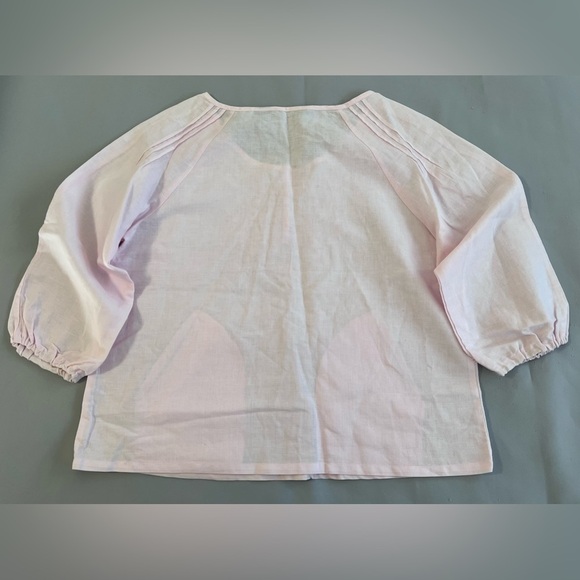 Carole Little 100% Linen Boho 3/4 Sleeves Tunic Top Blouse XL embroidery Pink - Picture 7 of 7